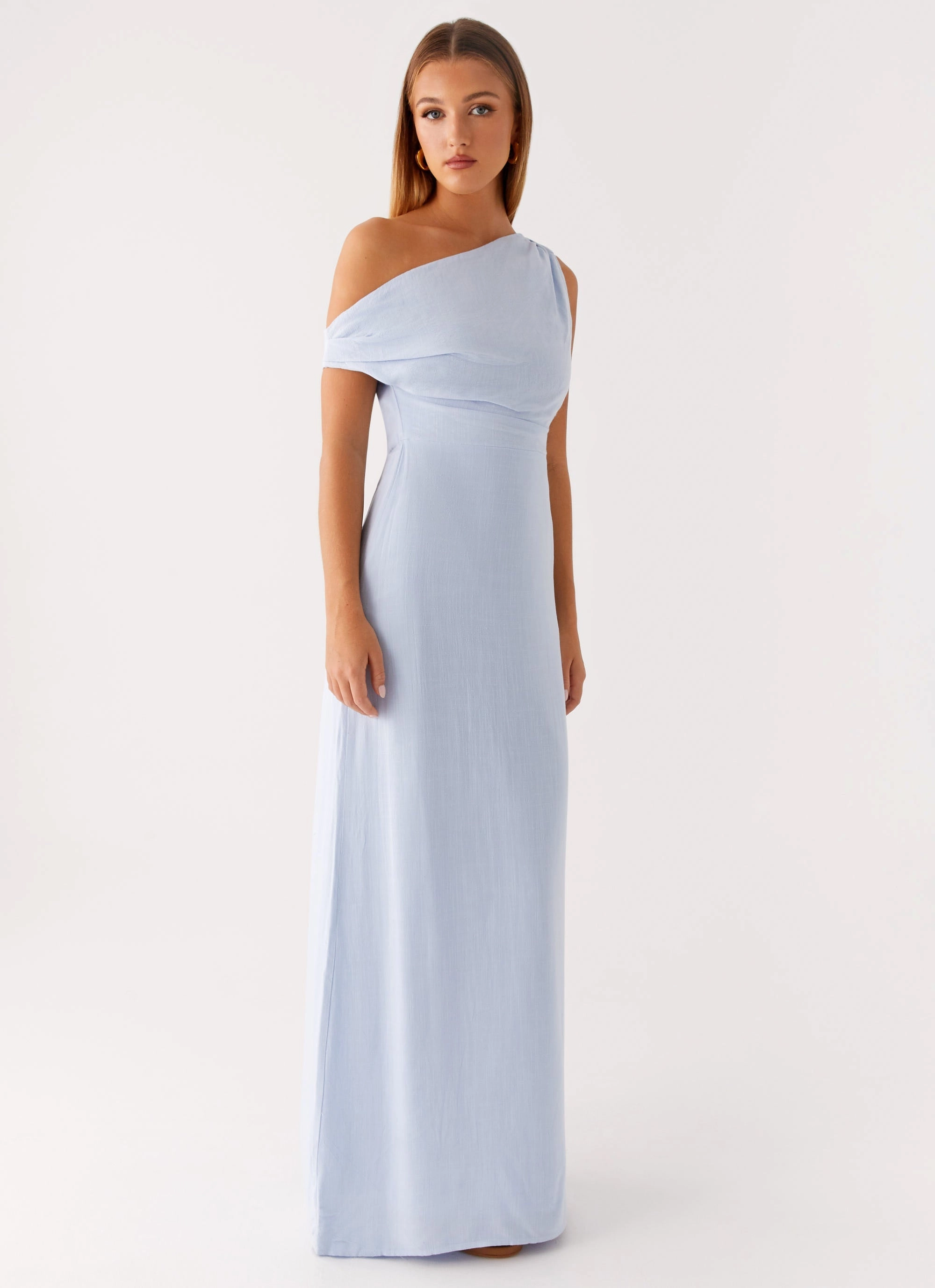 Work-to-Play Wear Lady Love Linen Maxi Dress - Blue