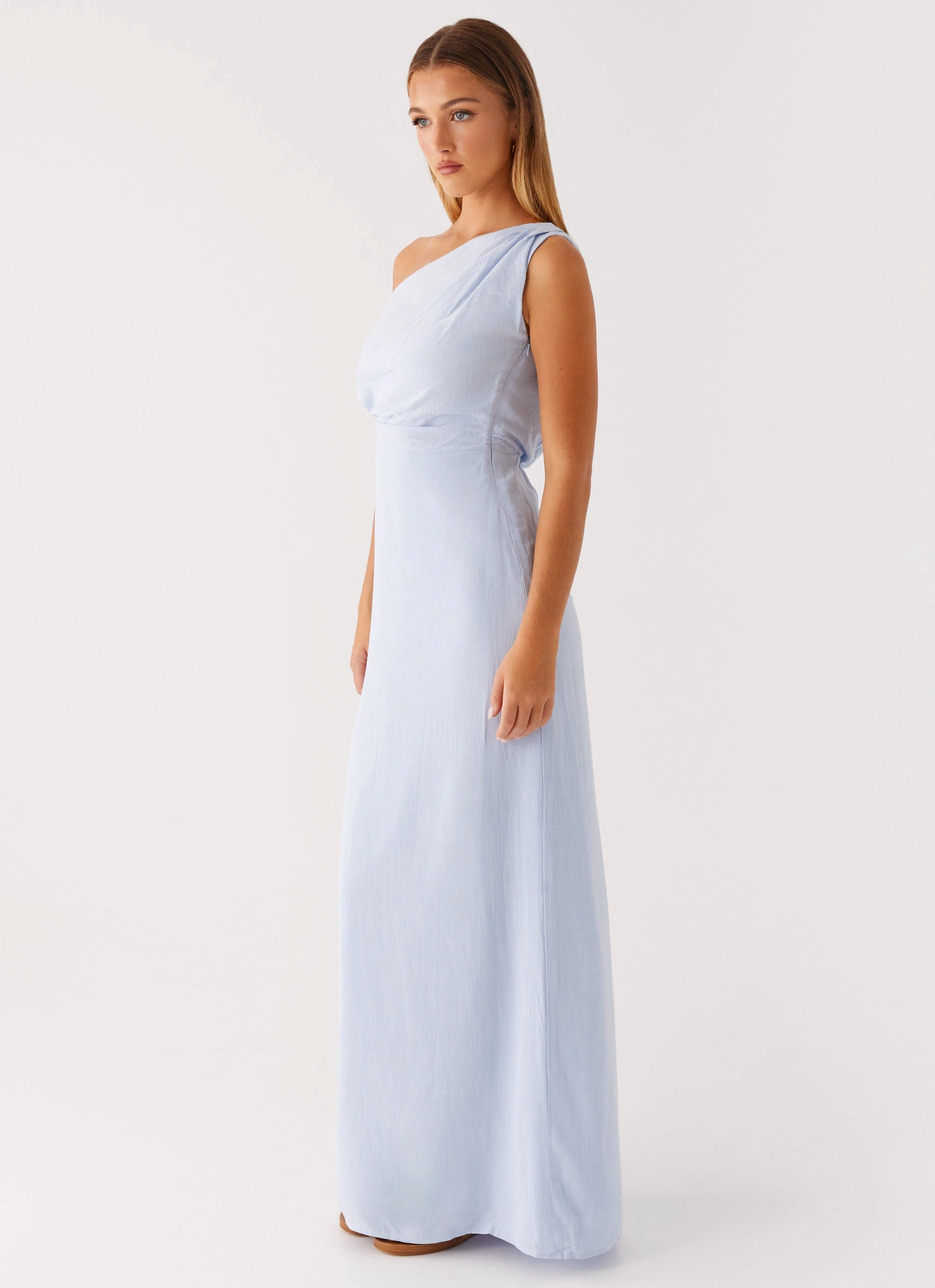 Casual Core Lady Love Linen Maxi Dress - Blue