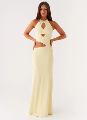 Lanah Cut Out Maxi Dress - Yellow Beadwork