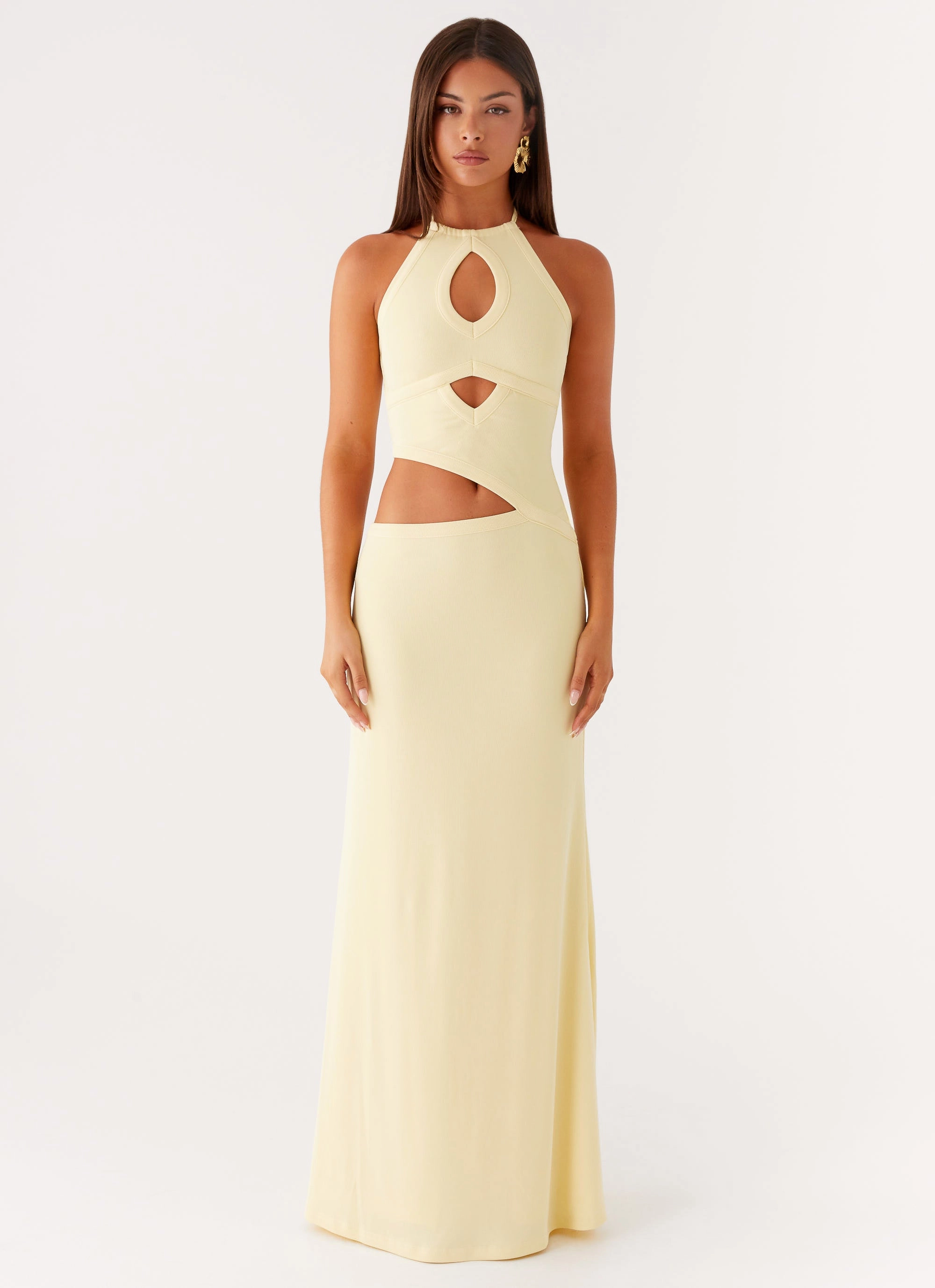 Lanah Cut Out Maxi Dress - Yellow Countryside-Style