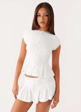 Landon Button Up Top - White TurtleneckDesign Bonded Seam Innovation