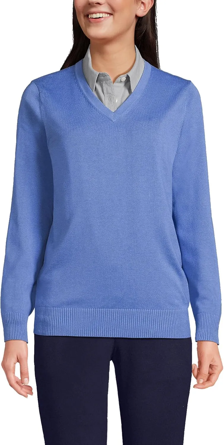 Lands' End Men's Cotton Modal V-Neck Sweater