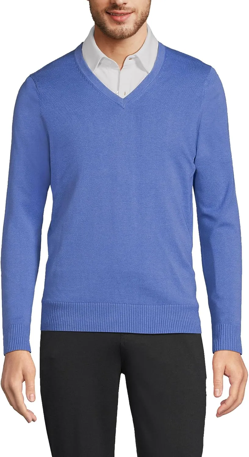 Lands' End Men's Cotton Modal V-Neck Sweater