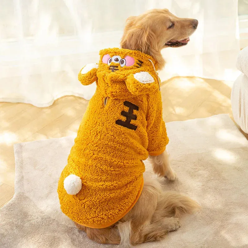 Large Dog Plush Pajamas Autumn Winter Medium Dog Clothes Cute Tiger Style Pajamas Pet Costume Dog Two Legged Clothing