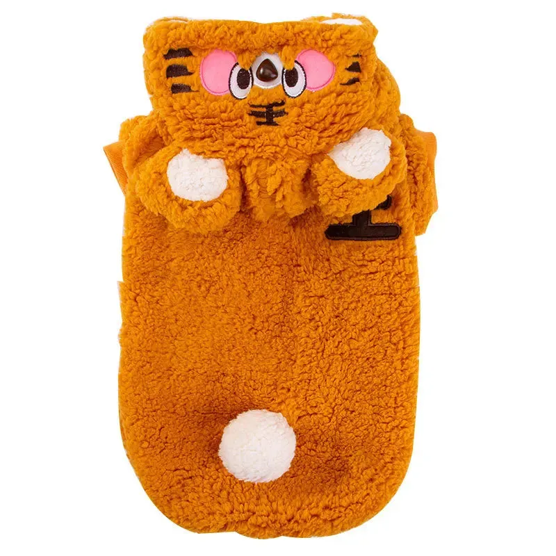 Large Dog Plush Pajamas Autumn Winter Medium Dog Clothes Cute Tiger Style Pajamas Pet Costume Dog Two Legged Clothing