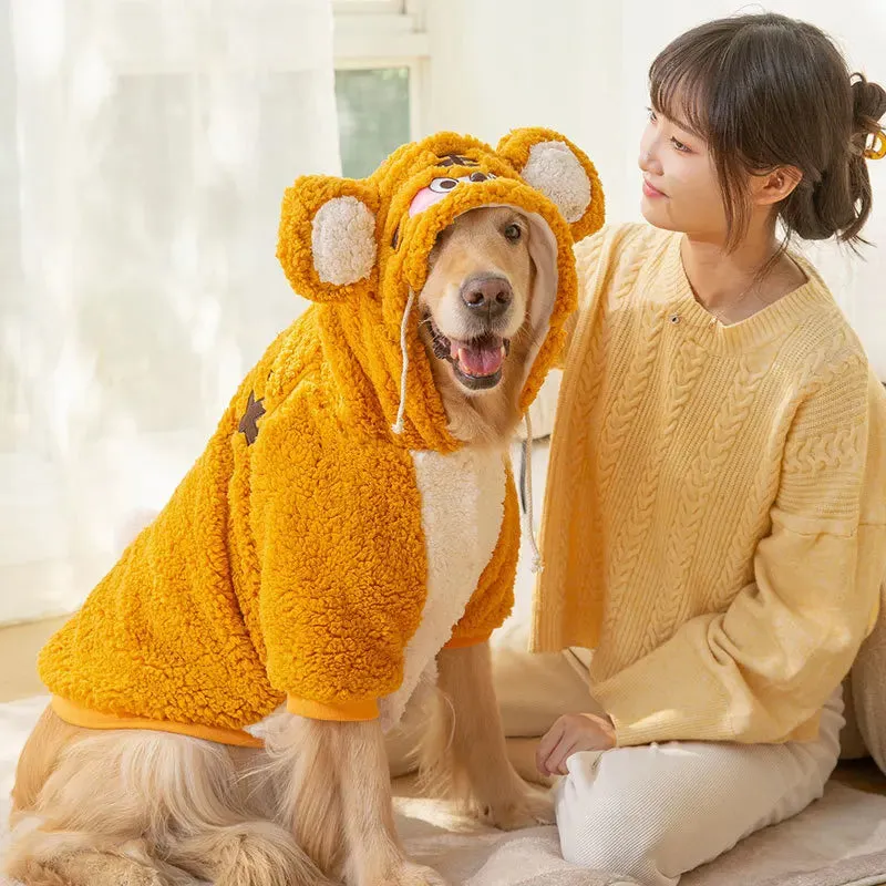 Large Dog Plush Pajamas Autumn Winter Medium Dog Clothes Cute Tiger Style Pajamas Pet Costume Dog Two Legged Clothing