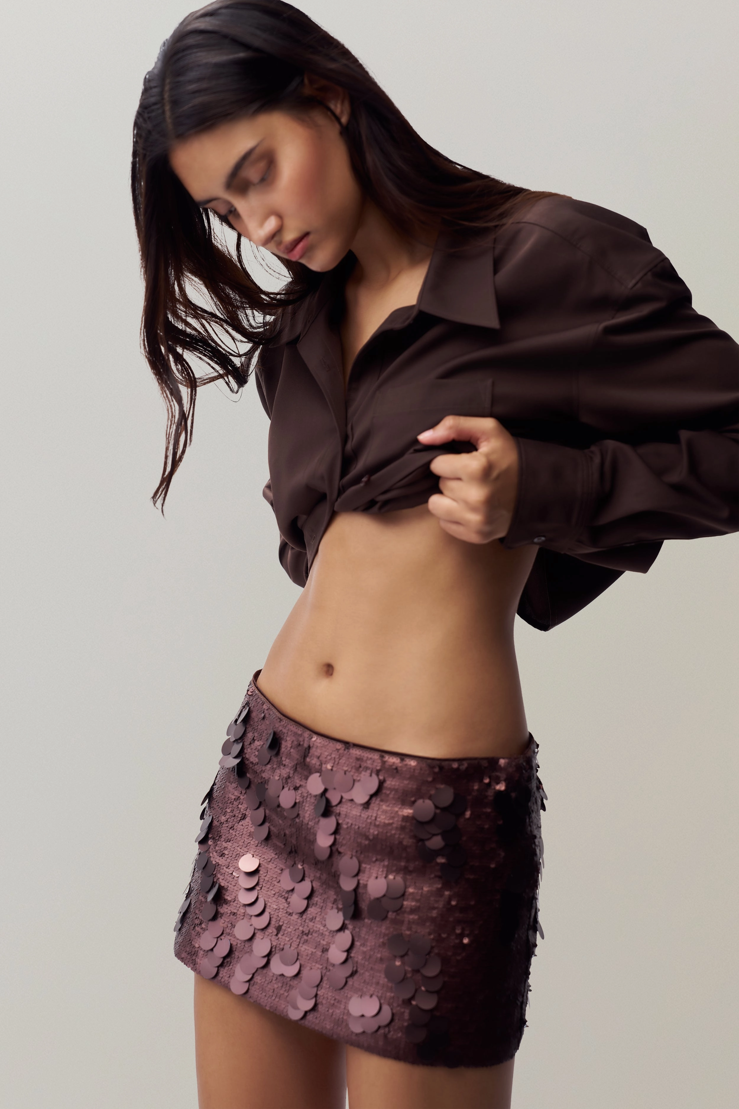 Low Rise Paillette Skirt Wrap Closure