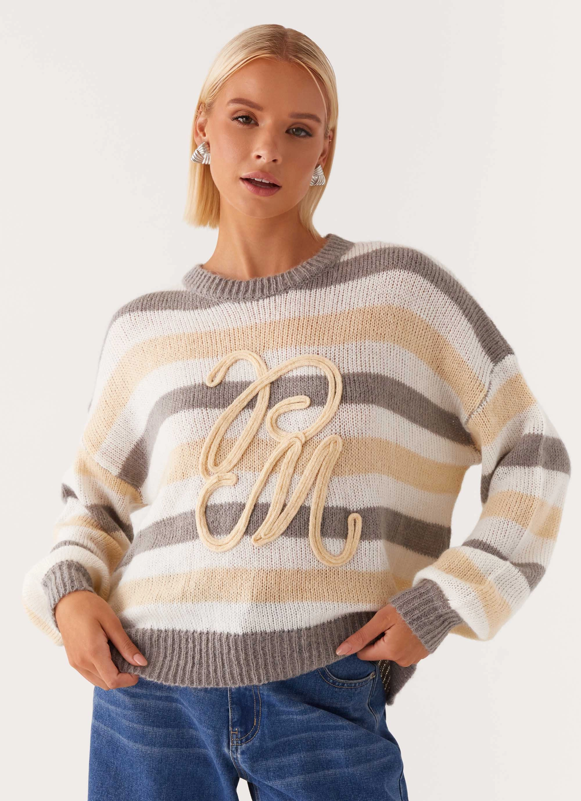 Casual Staple Main Character Oversized Knit Sweater - Stripe
