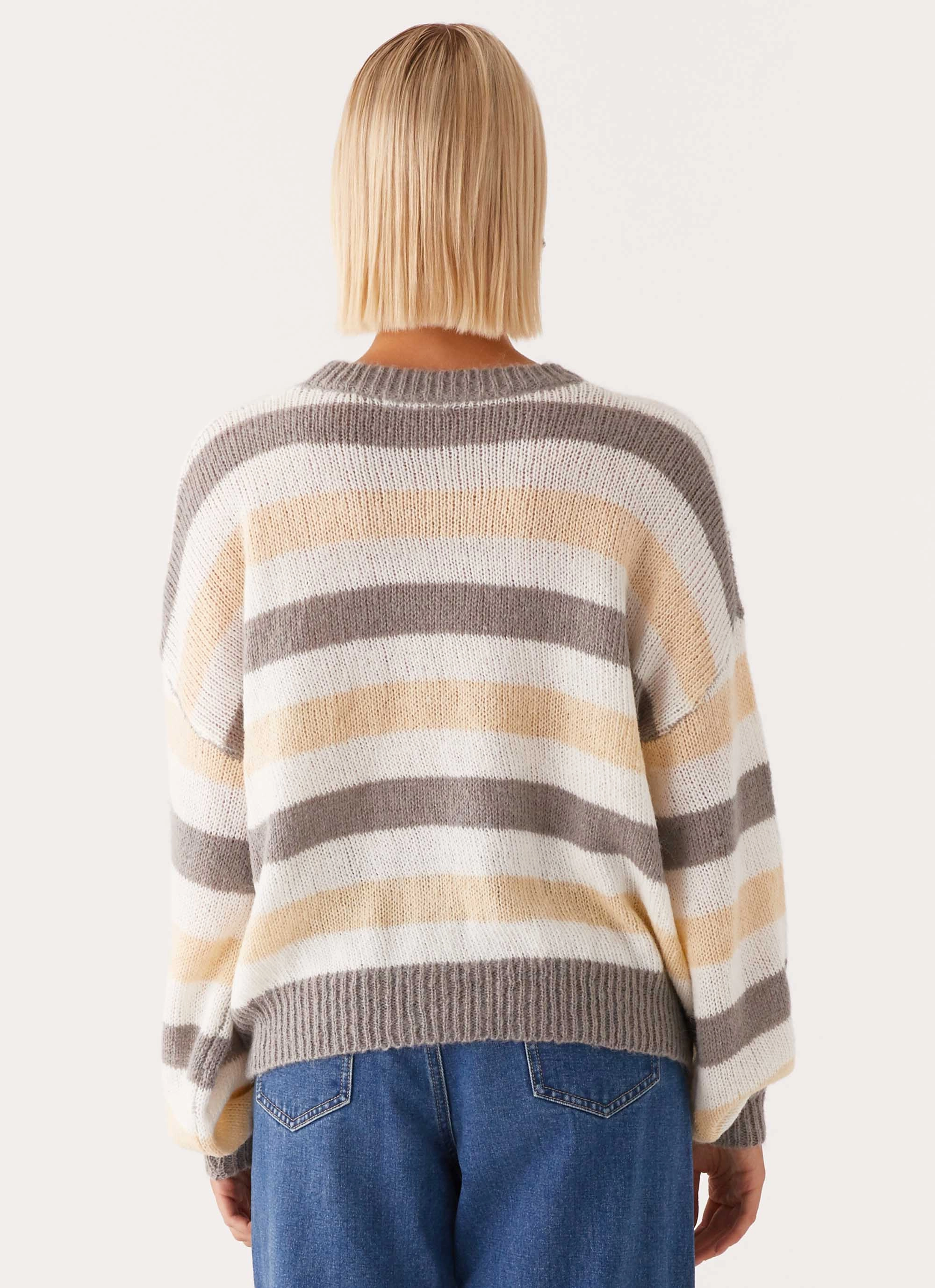 Main Character Oversized Knit Sweater - Stripe Anti Pilling Surface