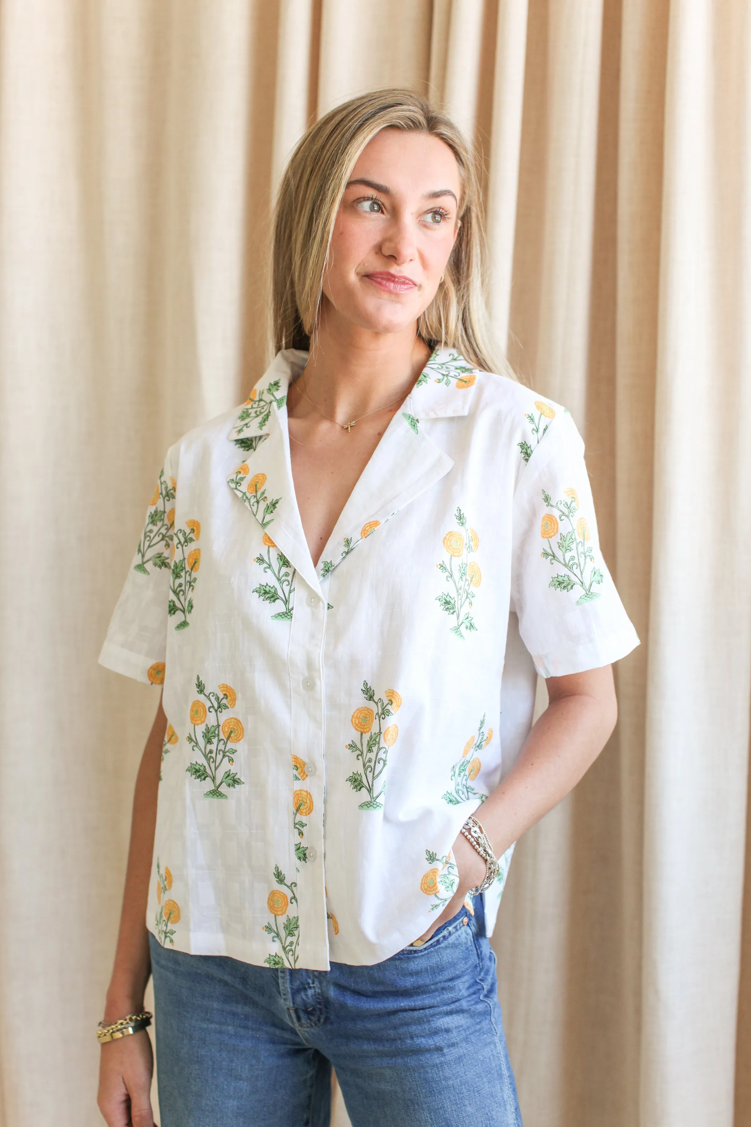 AntiPill Surface Lana Yellow Flower Blouse