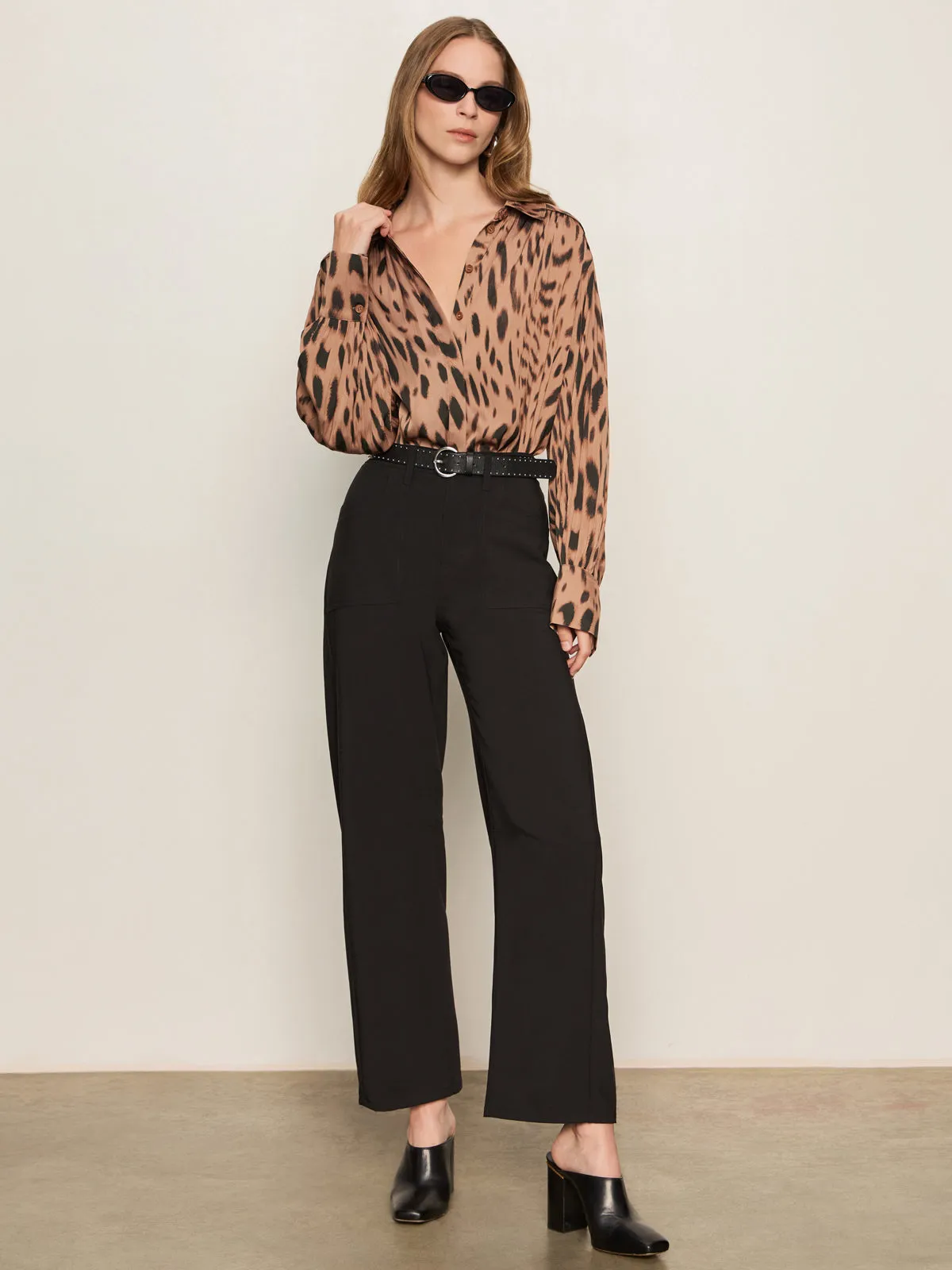 Charter Gab Barrel Pant Black Solid shade Tagless label