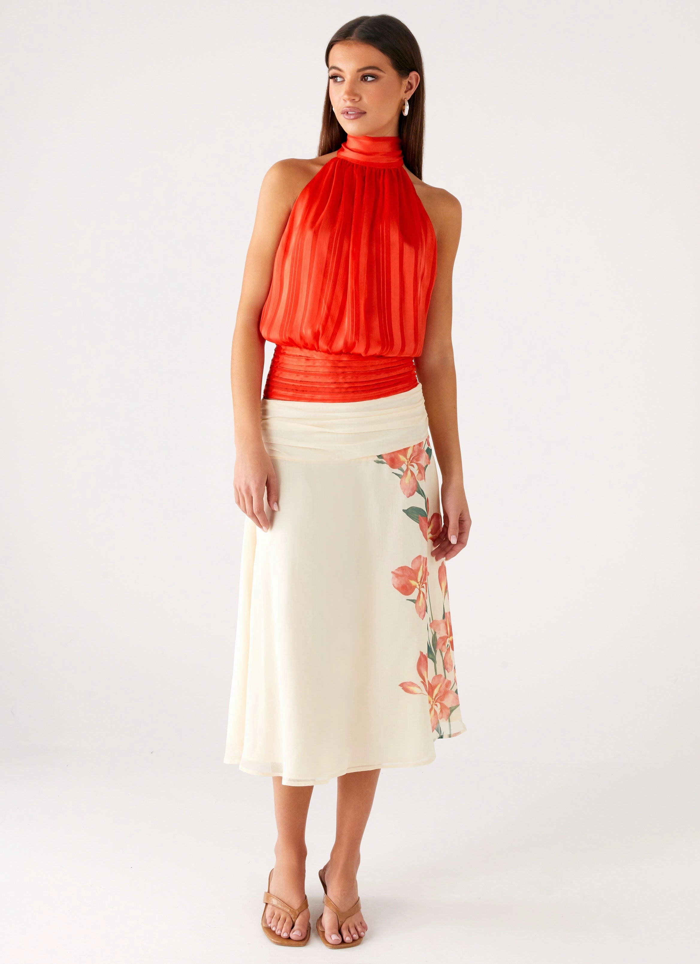 Willow Chiffon Top - Coral Easy Care Fabric