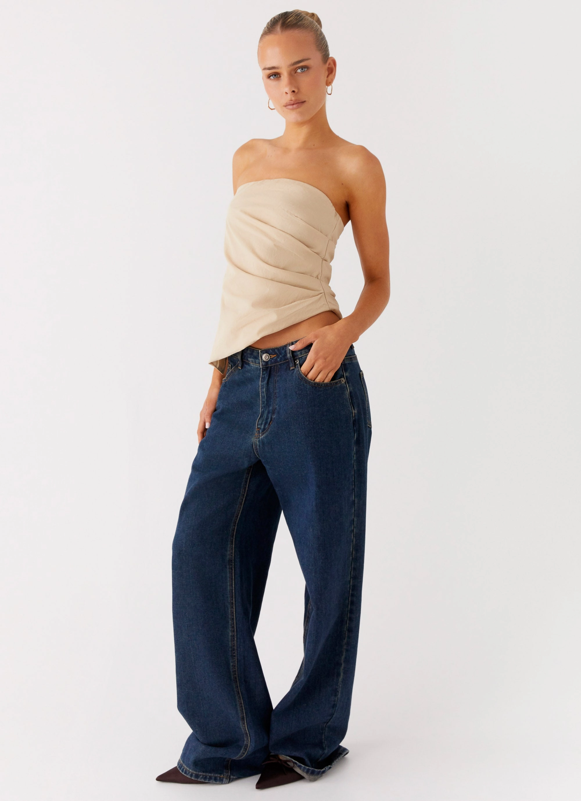 EcoFriendly Dye Process Daily Wear Briana Strapless Top - Tan