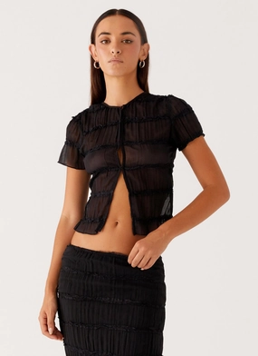 Tear Resistant VNeckline Daydreaming Top - Black