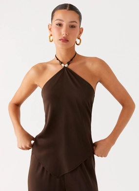 StaticResistantFabric Jorjianna Halter Top - Chocolate