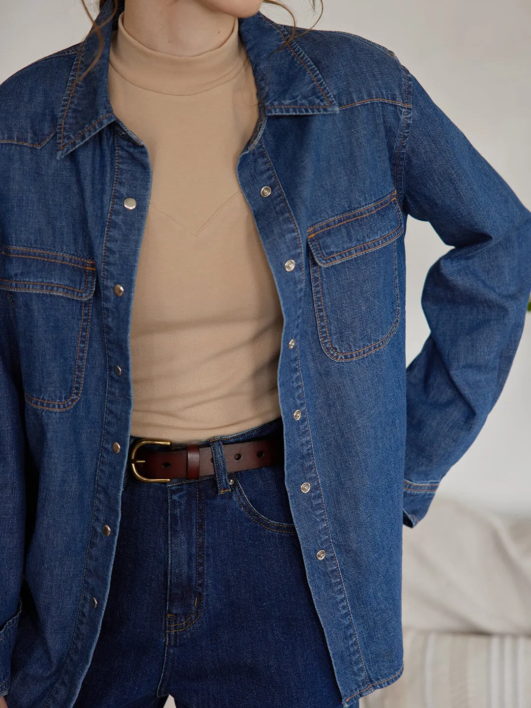 Layla Blue Denim Shirt Breathable fabric technology