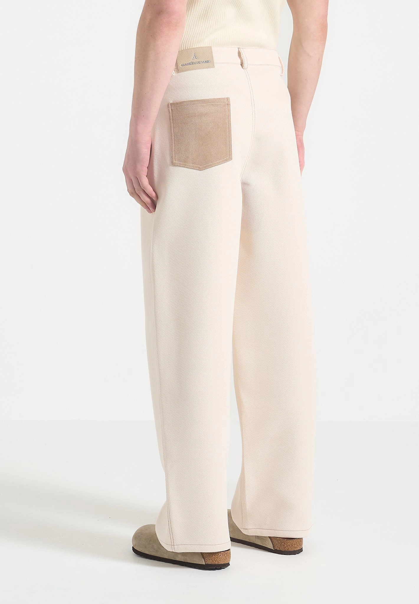 Colorfast Denim Chic Appearance Lazare - Wide Leg Twill Jeans - Cream
