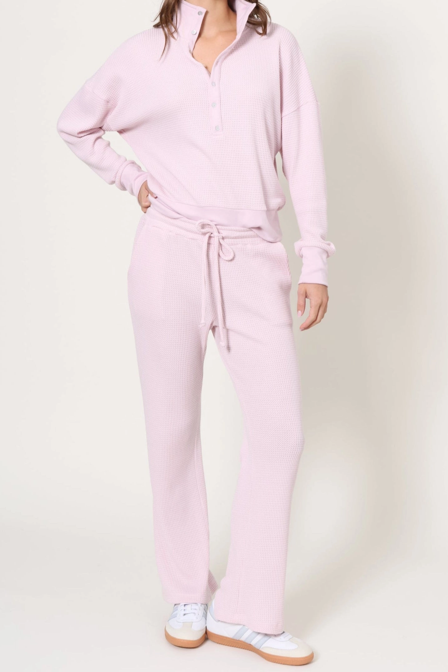Cozy Classic Winter Comfort Lazy Day Waffle 1/4 Button Up