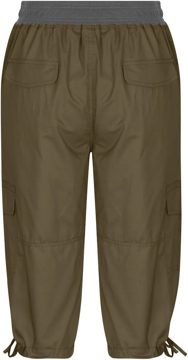 LCMTWX Linen Capris for Women Summer Outdoor Casual Sports Cropped Pants Overalls Thin Loose Cargo Shorts Wide Leg Trousers