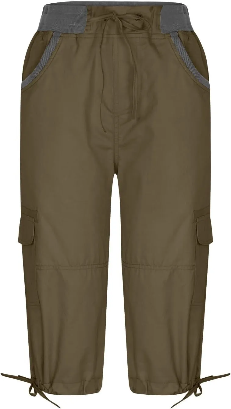 LCMTWX Linen Capris for Women Summer Outdoor Casual Sports Cropped Pants Overalls Thin Loose Cargo Shorts Wide Leg Trousers