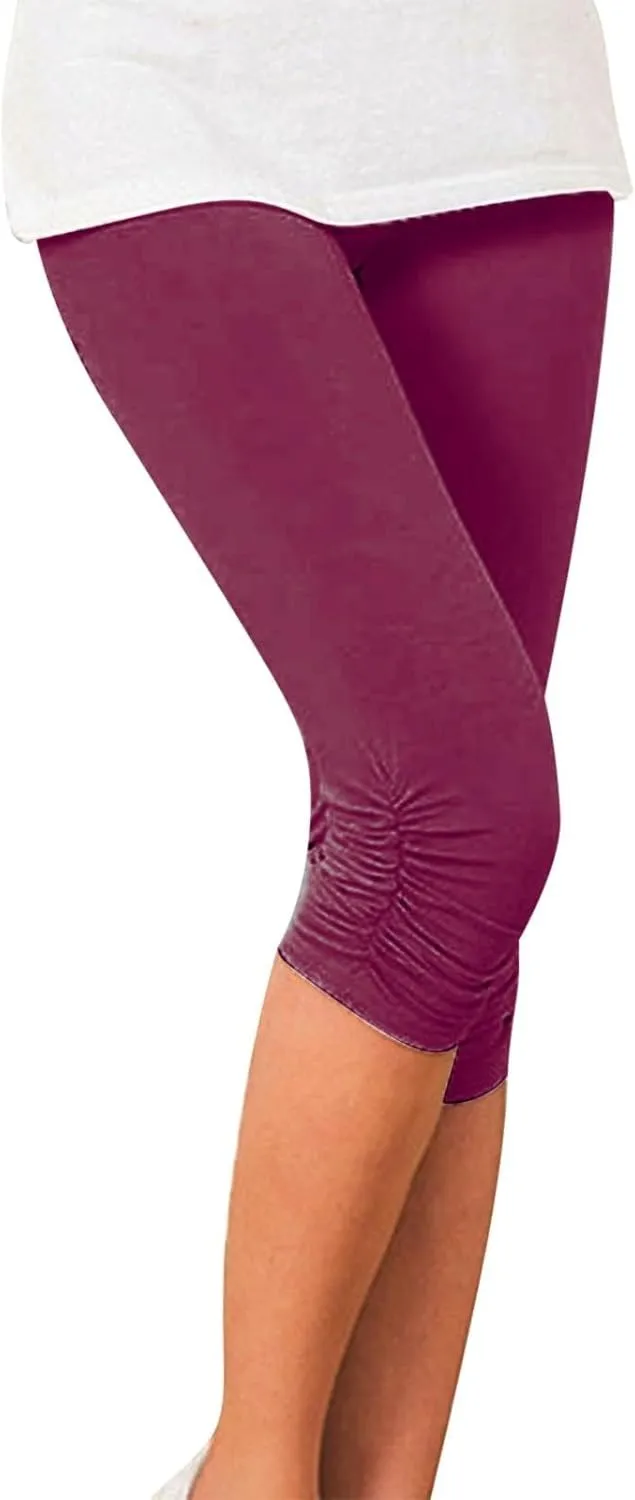 LCMTWX Linen Pants for Women Stretch Pleated Bottoms Tight Stretch Seven Minute Pants Women's Loose Comfy Joggers Trousers