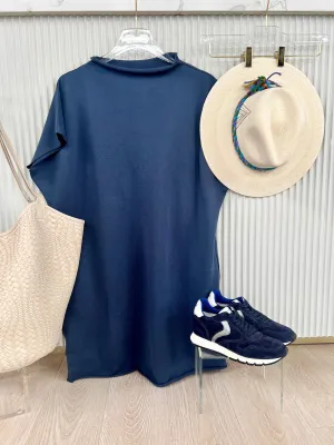 Le1018 Navy Pullover Dress