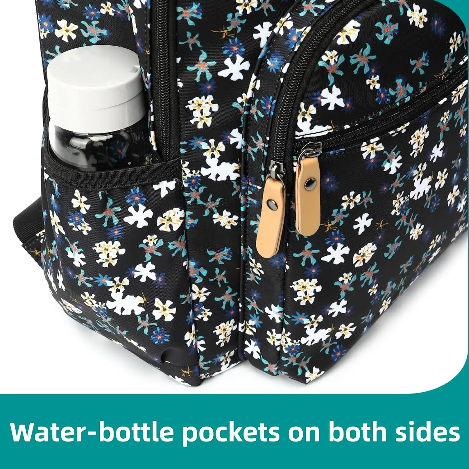 Leaper Water-resistant Floral Laptop Backpack Women Travel Daypack Floral Blue