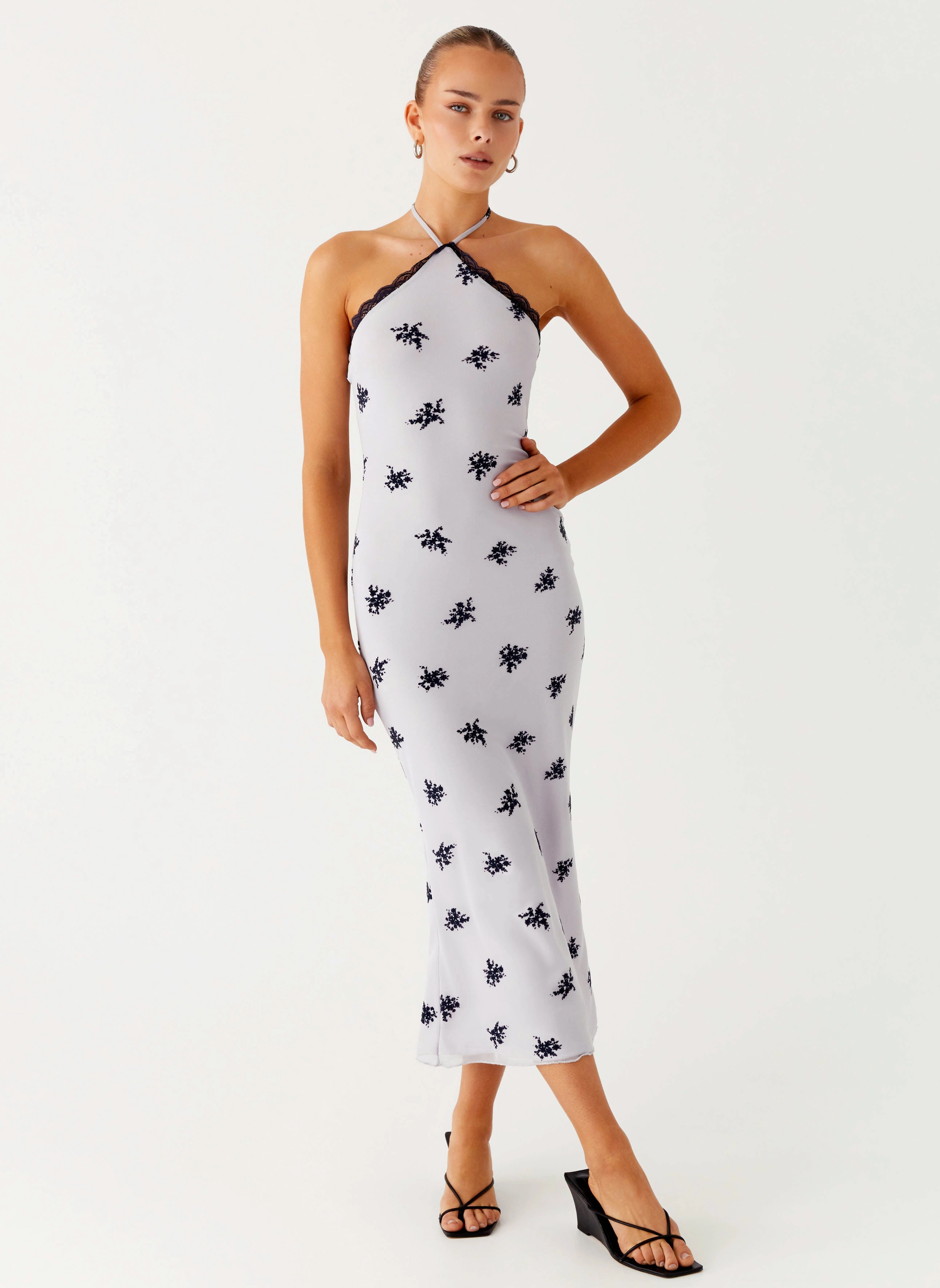 Nestel Flock Halter Midi Dress - Lilac Vibe Choice