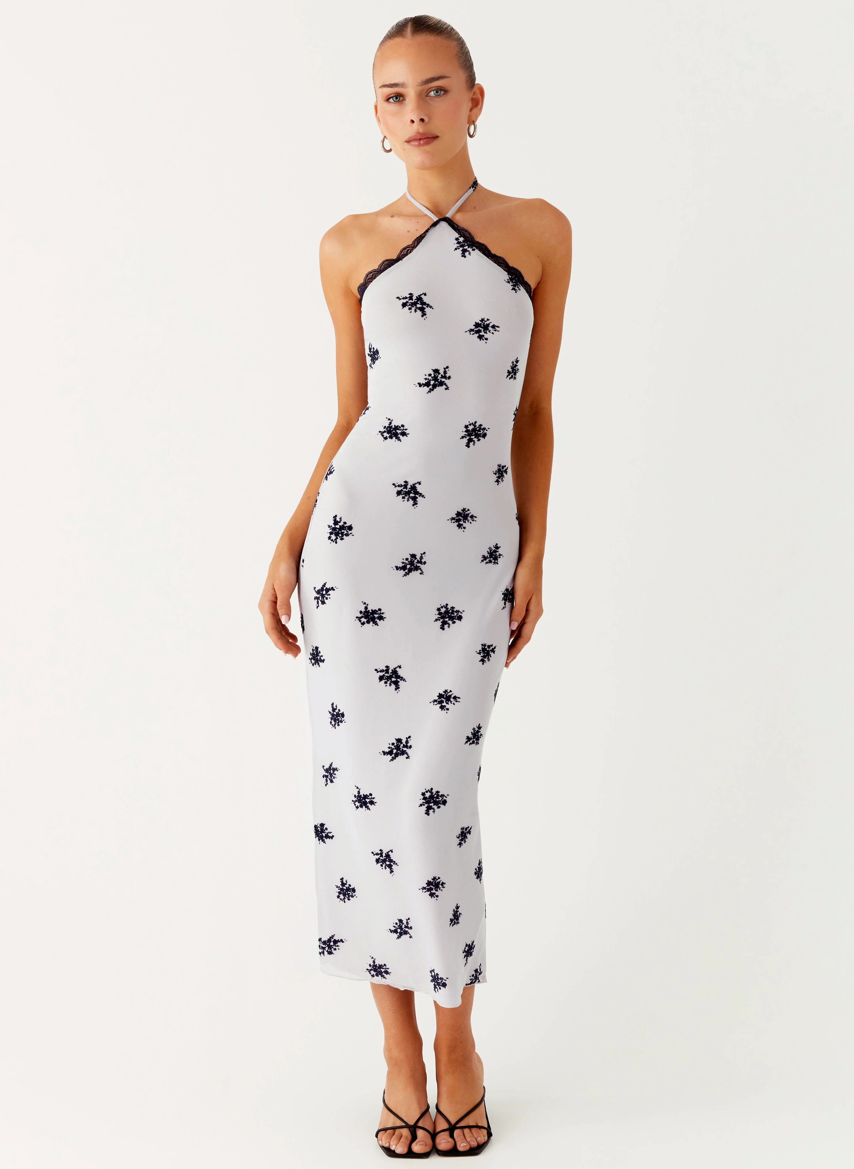 ruffle trim Kind Light Nestel Flock Halter Midi Dress - Lilac