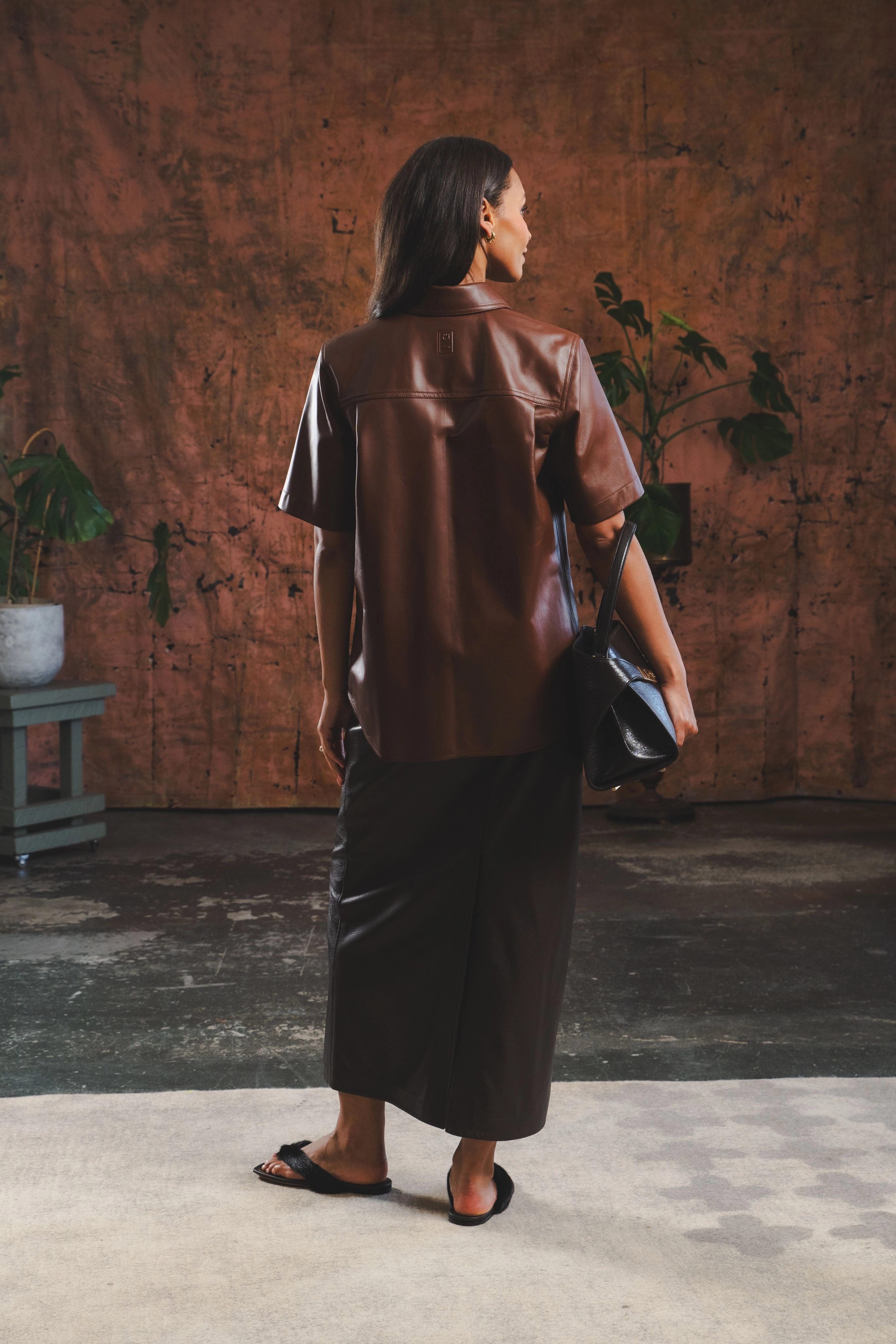 Leather Maxi Skirt Simple Look