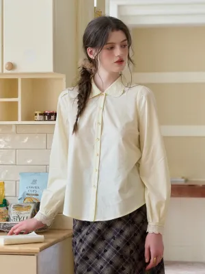 Legacy Peter Pan Collar Lyocell Cotton Shirt Adjustable Hemline Tapered Side Panels