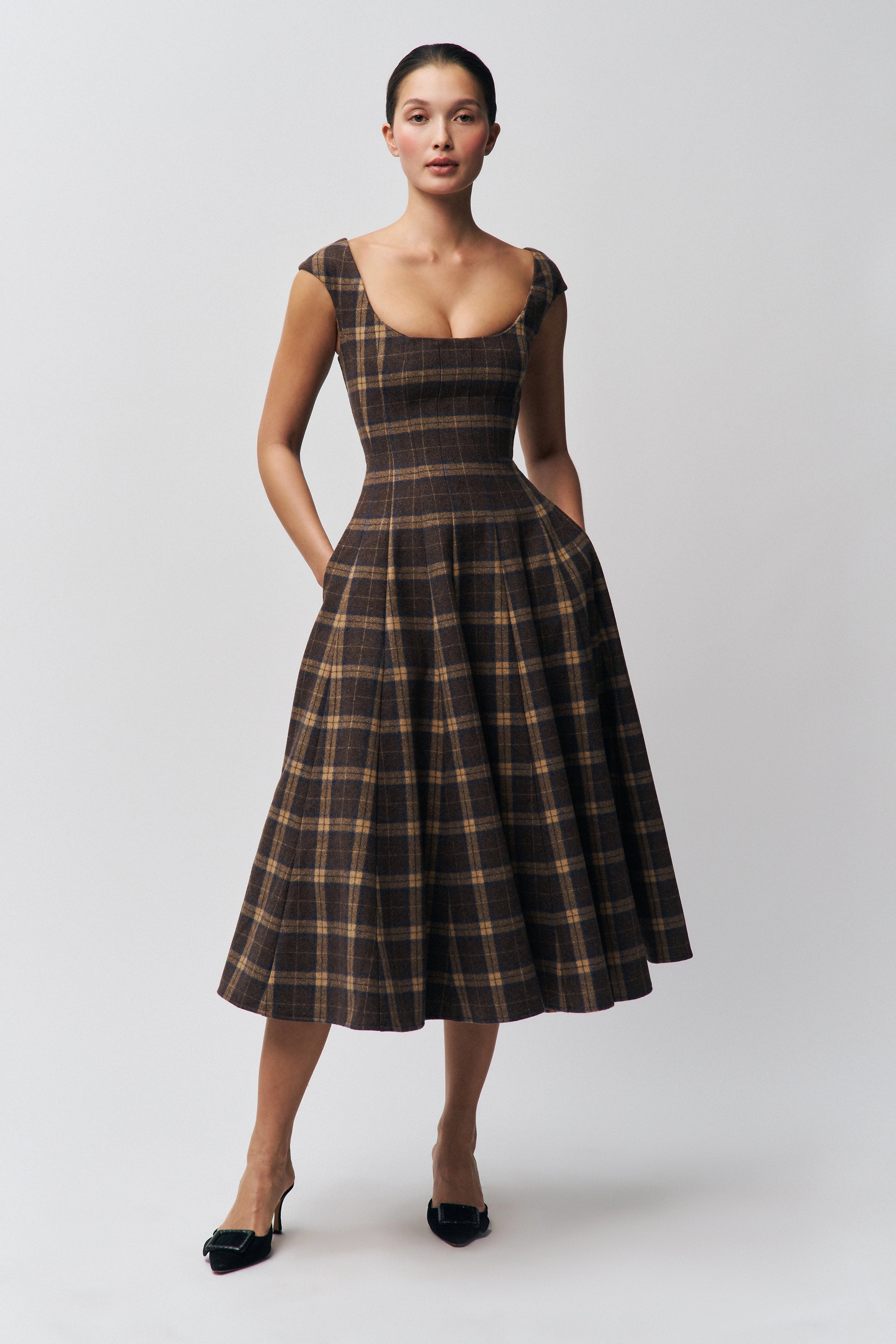 Minimal Detail Leila Tartan Dress