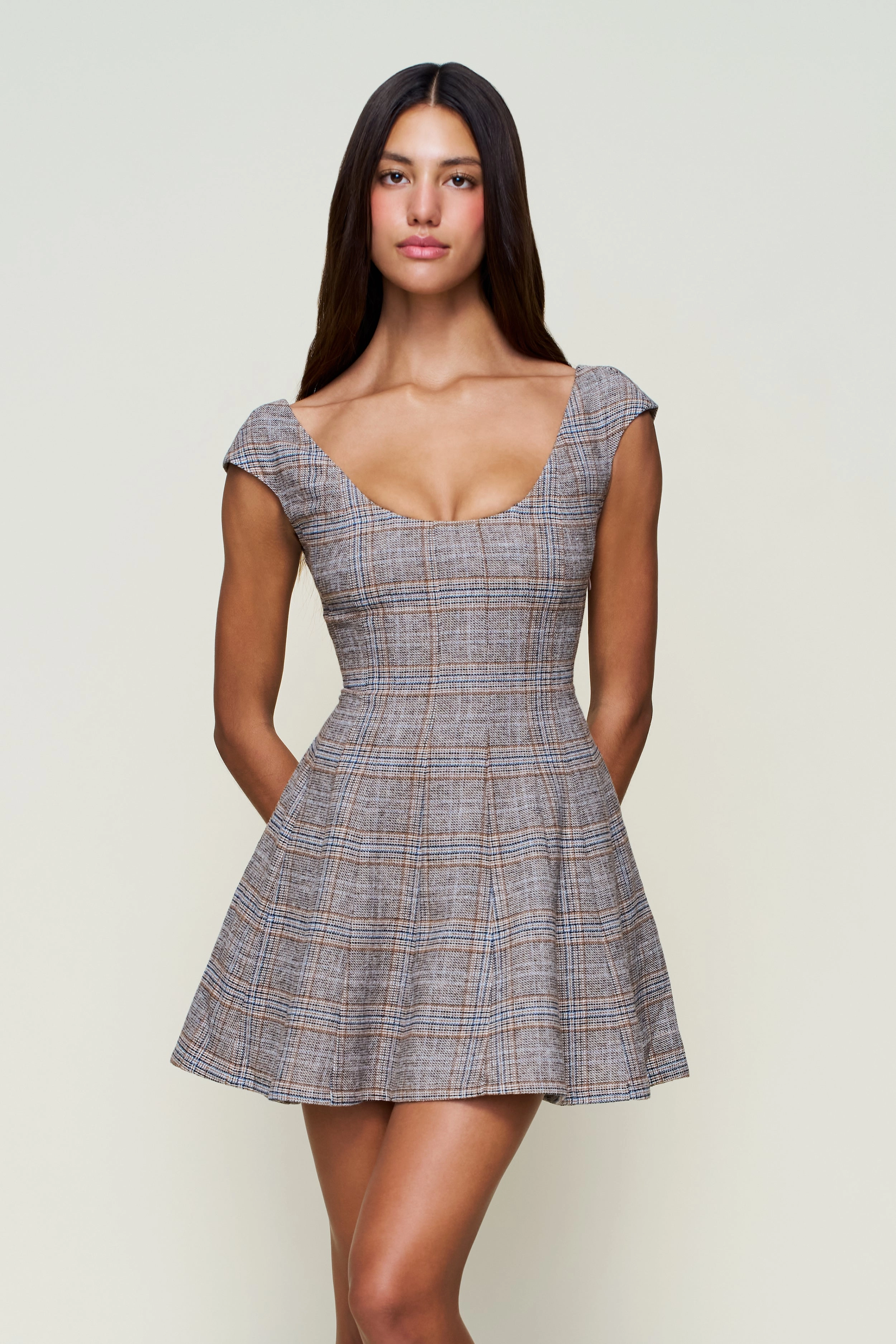 Leila Tartan Mini Dress Hidden Zipper