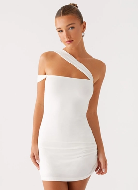 Material Innovation Bold Print Lena Ruched Mini Dress - Ivory