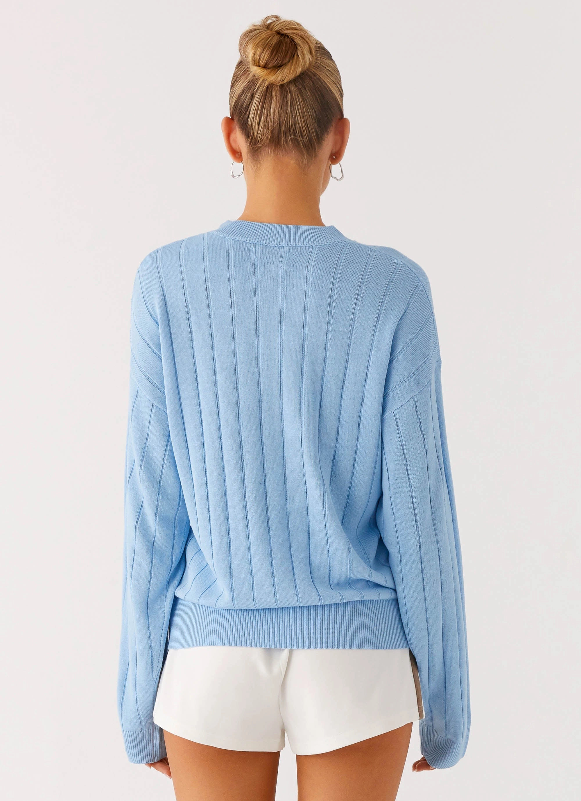 Multi Purpose Loops Anti Slip Shoulder Leo Oversized Cardigan - Sky Blue