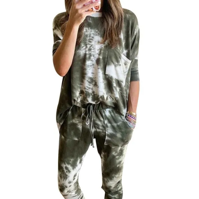 Leopard Homewear Suits Women Autumn Casual T Shirts Drawstring Sweatpants Lounge Wear Fashion Pajama Sets Elastic Sleepwear
