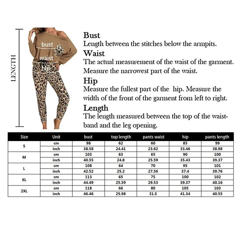 Leopard Homewear Suits Women Autumn Casual T Shirts Drawstring Sweatpants Lounge Wear Fashion Pajama Sets Elastic Sleepwear