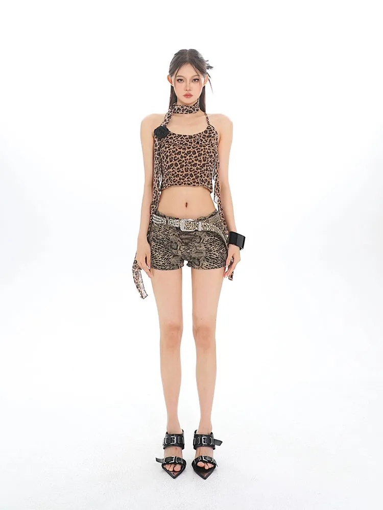 Leopard Print Shorts with Pockets