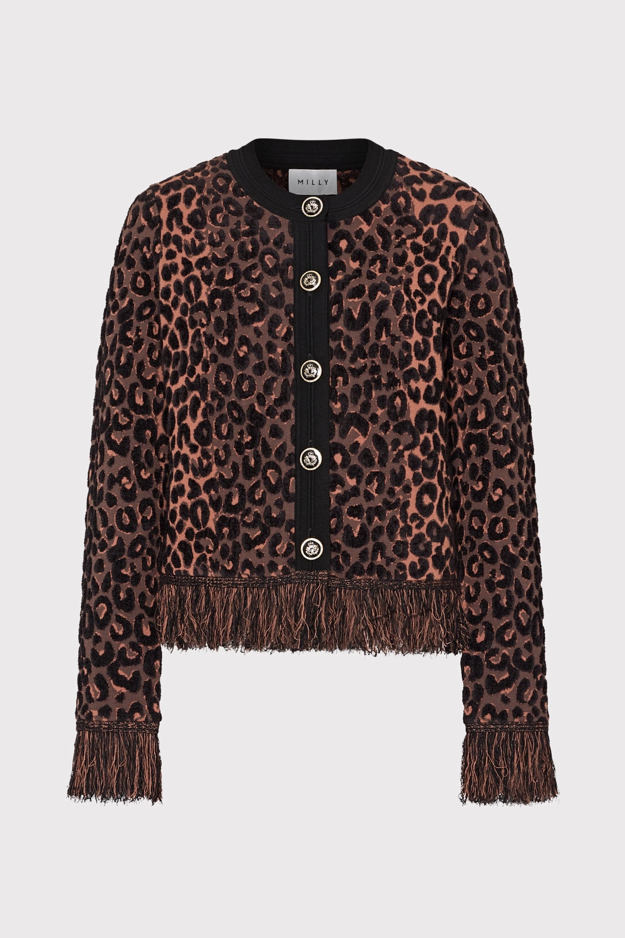 Leopard Fringe Cardigan Jacket Weatherproof Zipper