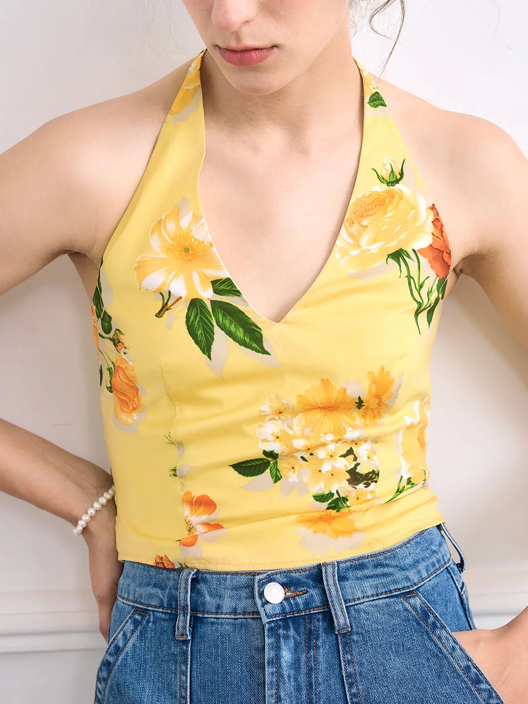 Comfortable Style Leslie Chiffon Print Halter Top