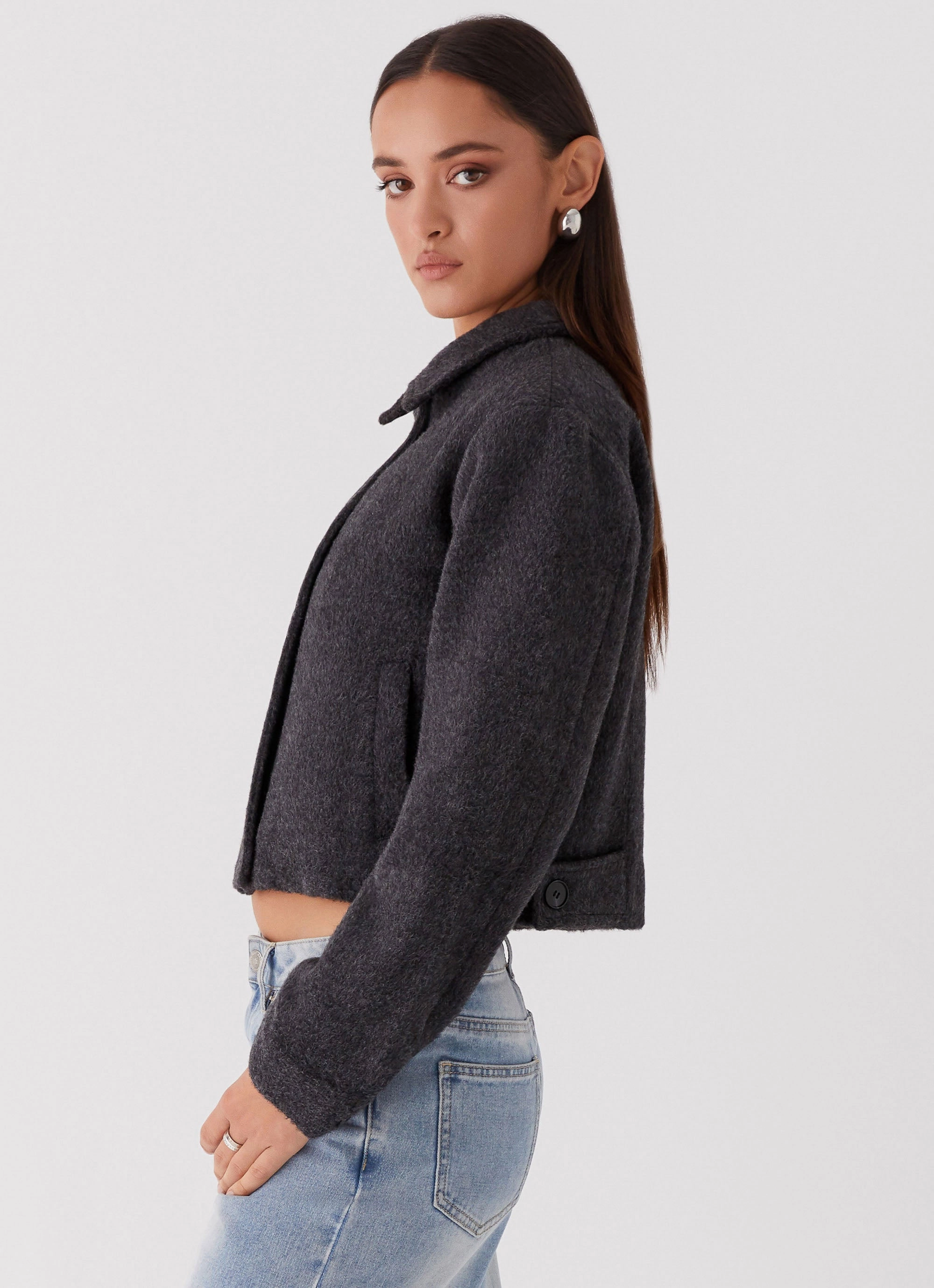 Eco Friendly Lexi Jayde Wool Zip Jacket - Dark Grey