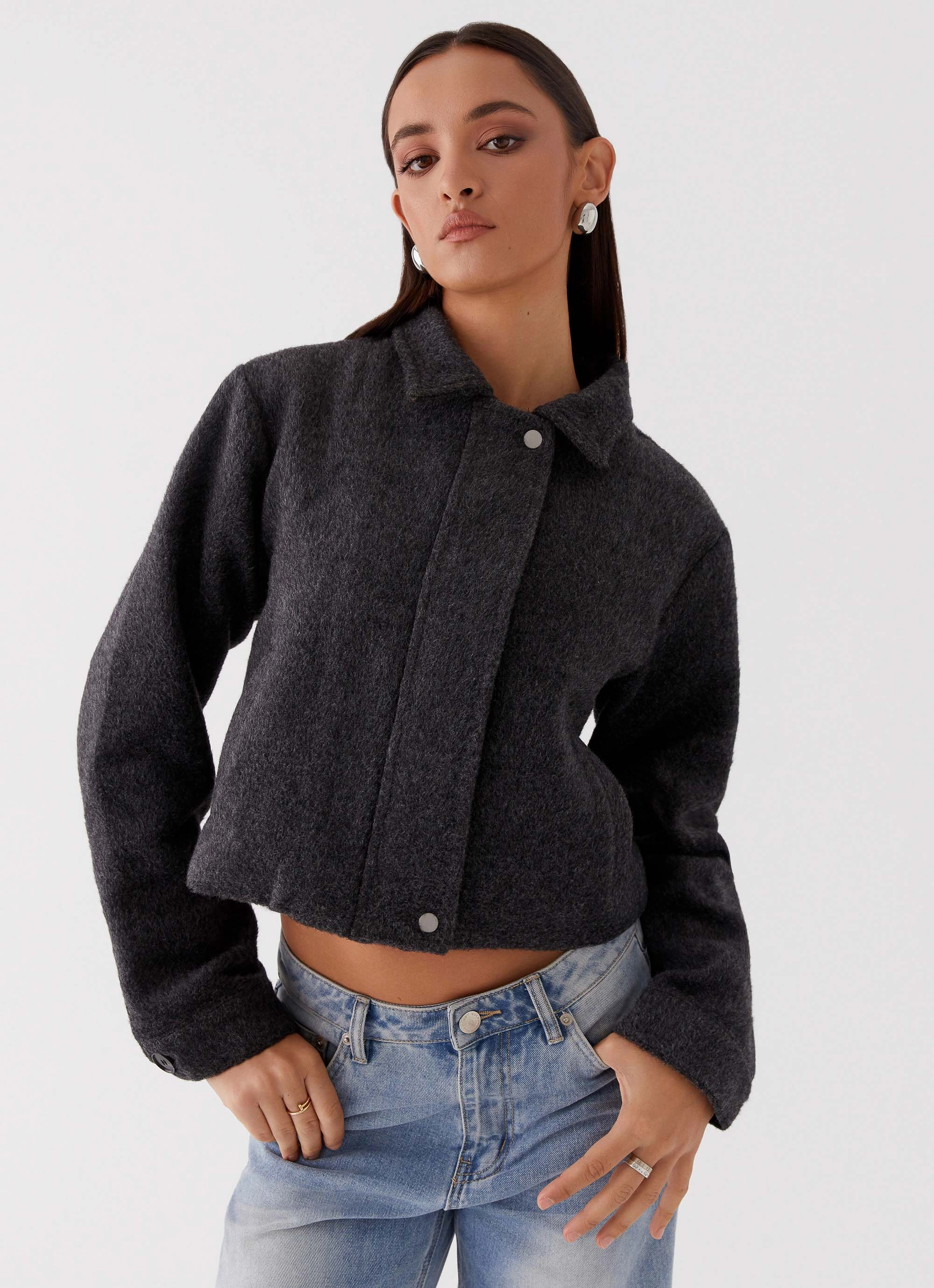 Lexi Jayde Wool Zip Jacket - Dark Grey Style Staple Autumn Wear