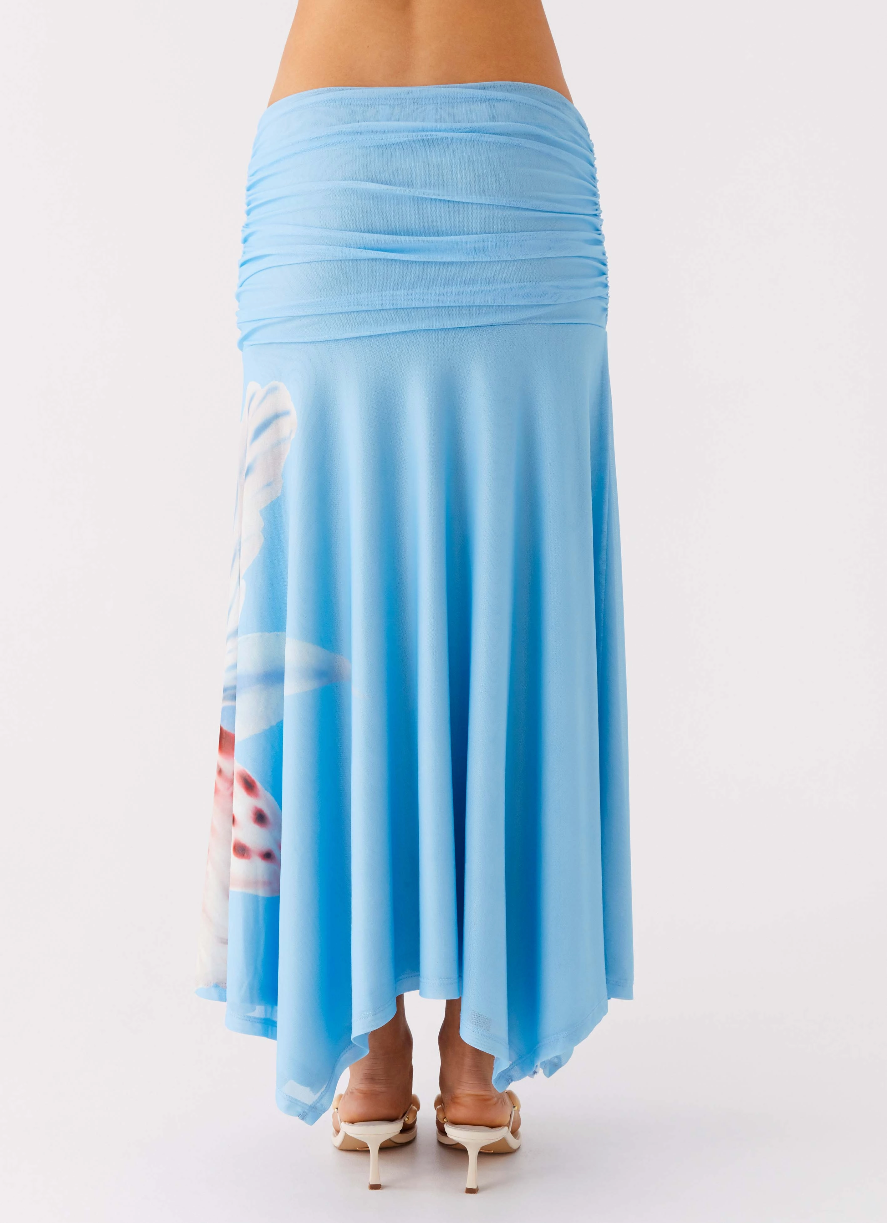 Liana Ruched Maxi Skirt - Deep Sea Bloom Light Flow Contrast Panel