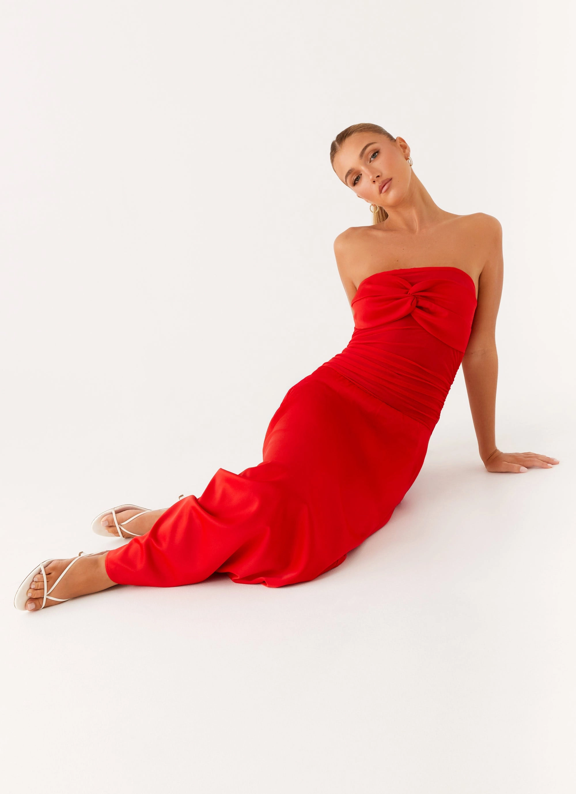 Side-Zip Stylish Waist Fit Rewind Maxi Dress - Tangerine