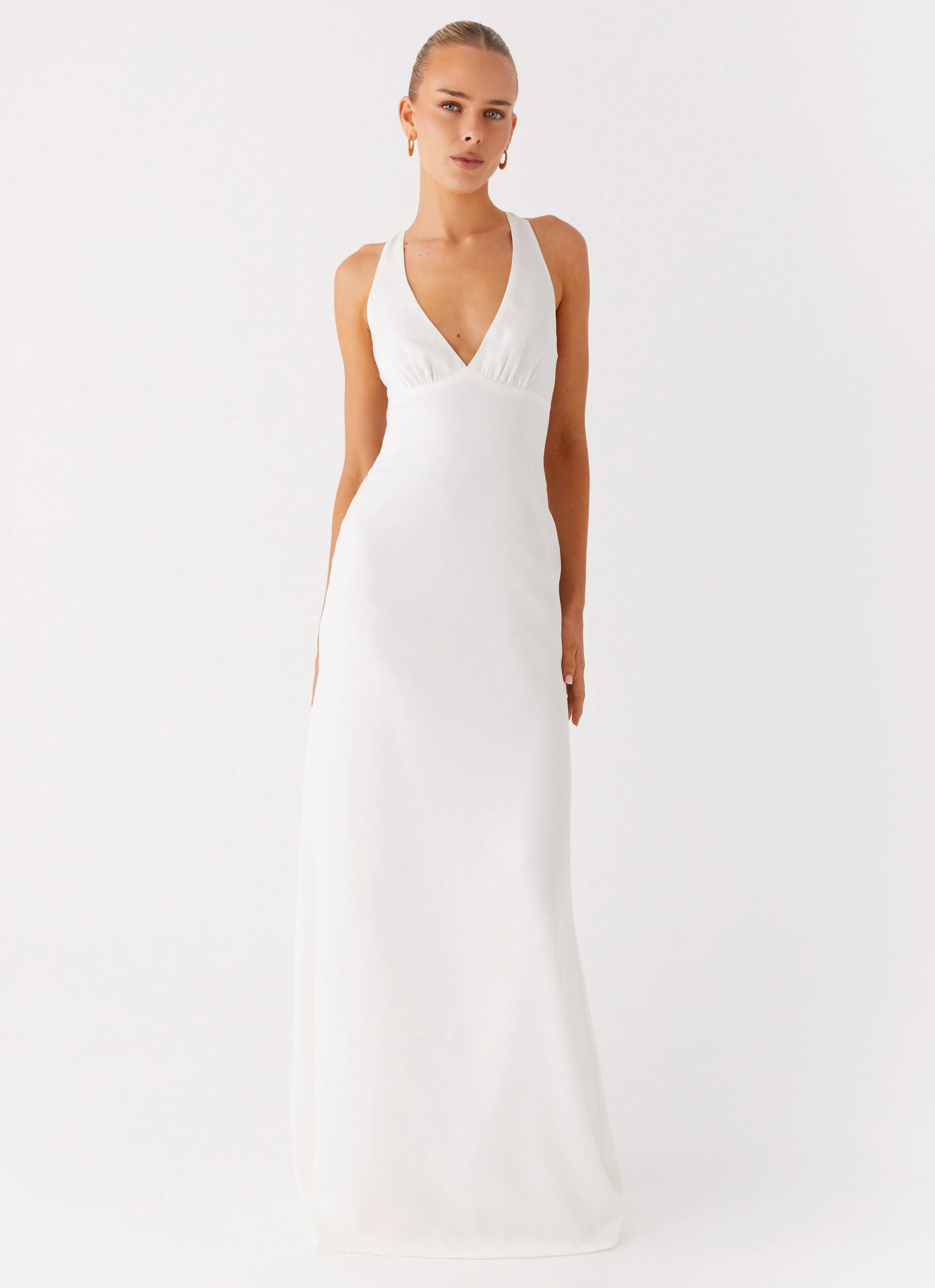 Feminine Comfort Desi Halterneck Maxi Dress - White