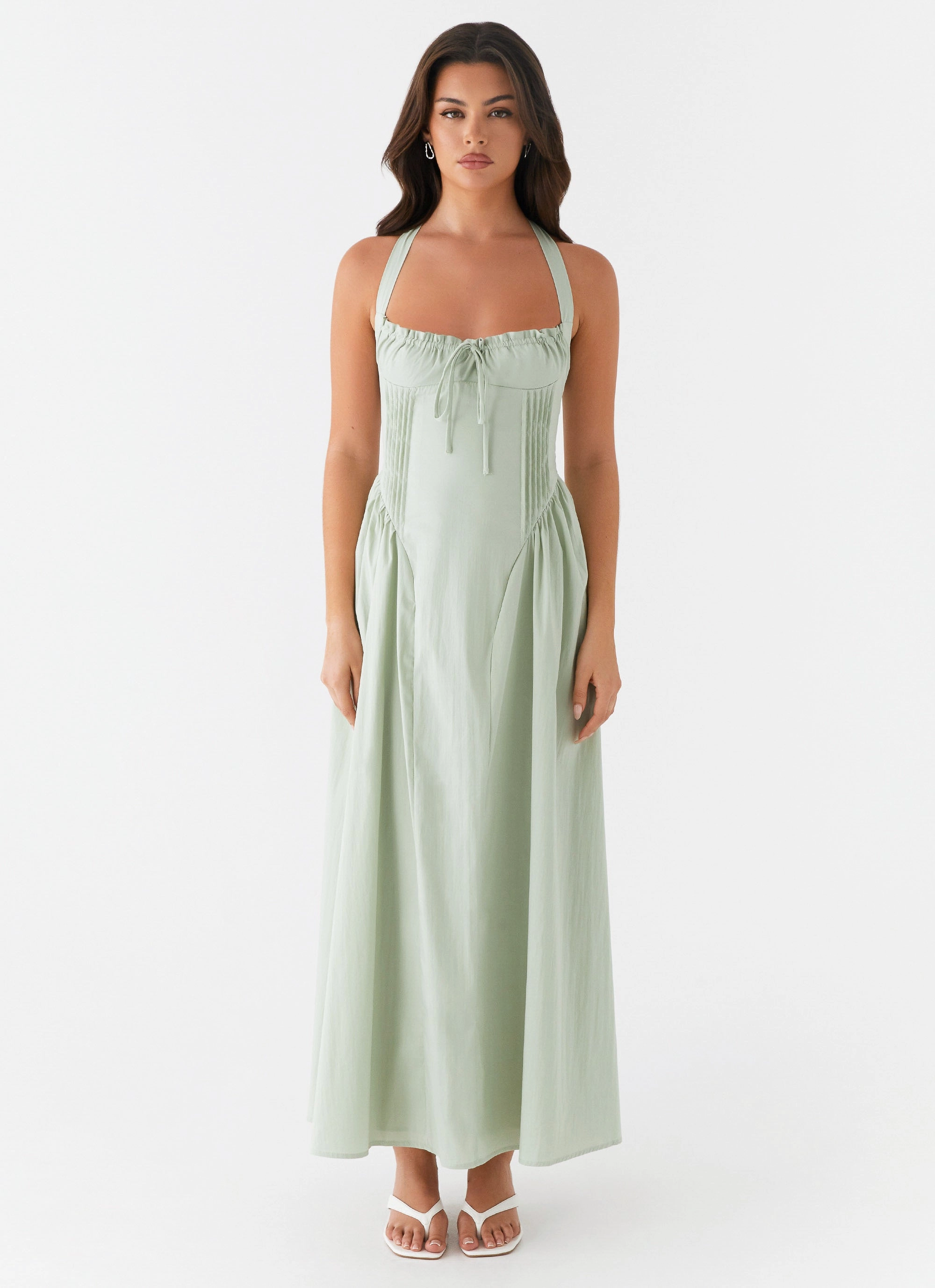 Form Focus Olenna Halterneck Midi Dress - Sage