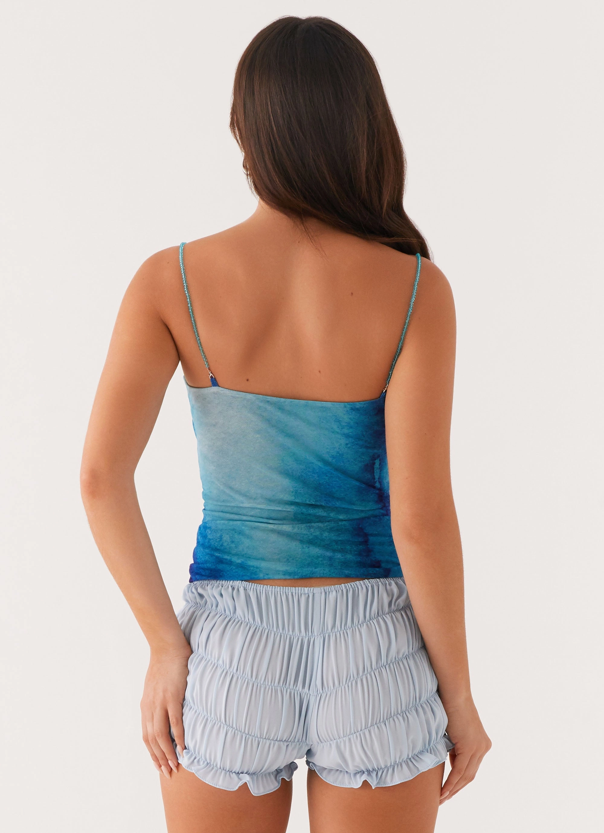 Future Cut Out Top - Blue Tie Dye Hidden Zipper