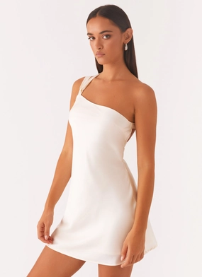Subtle design Vibrant color dress Lights Out Mini Dress - Pearl
