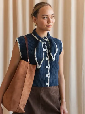 Lightweight insulation Comfortable Look Sailor Sleeveless Knit