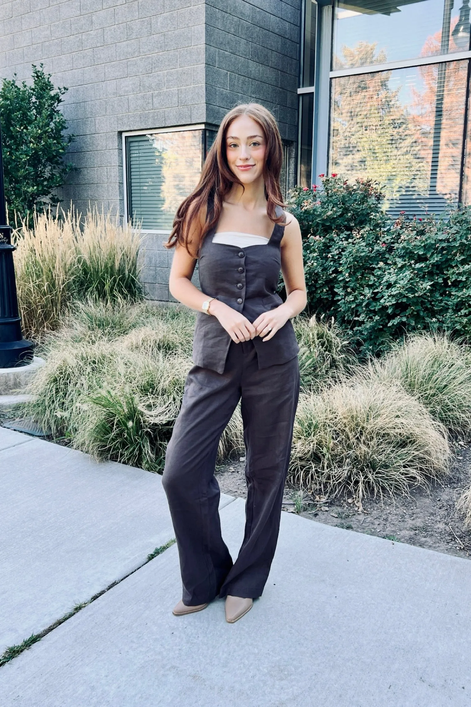 Coffee Couture Linen Pants Lux Collection Anti Cling Finish Casual Active Wear